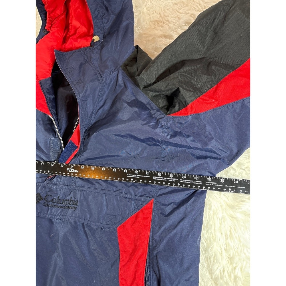 Columbia Mens Anorak Jacket Navy Blue Red Colorblock Hooded Pullover Large - Picture 8 of 10